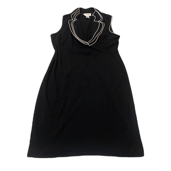 Joseph Ribkoff Black & White Trim V-Neck Sleeveless Dress - Size US 16 - Picture 1 of 13